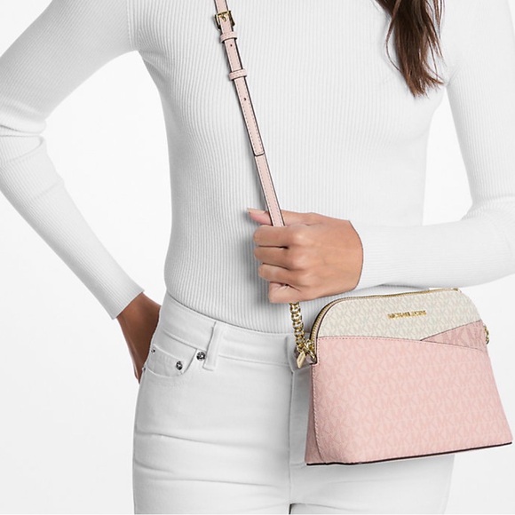 Michael Kors Jet Set Travel Medium Color-Block Signature Logo Crossbody Bag - Picture 3 of 6